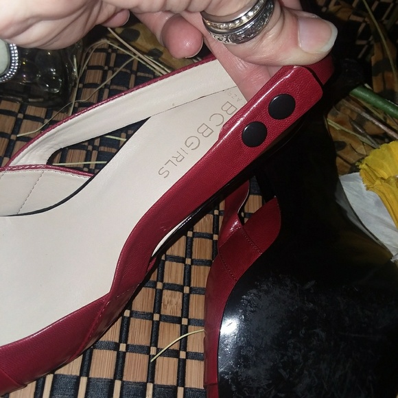 Cherry Red  "BCBGirls" Slingback Heels. - Picture 3 of 5